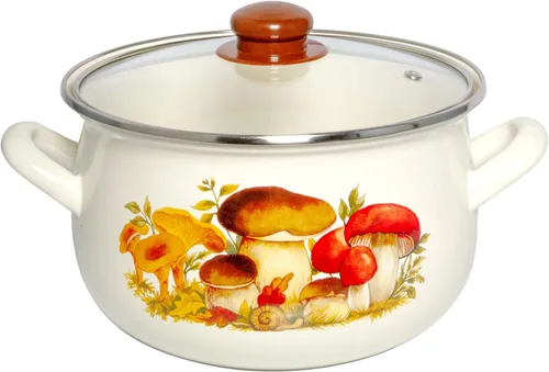 Vista 8 de STP GOODS Olla de aluminio esmaltado para setas y vientre, cazuela profunda con tapa de vidrio, utensilios de cocina, olla para sopa