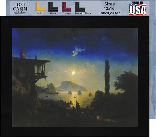 Vista 42 de Lost Cabin Dusk on the Golden Horn de Ivan Aivazovsky Impresión en marco plano negro Reproducción de pinturas de obras de arte finas Regalo