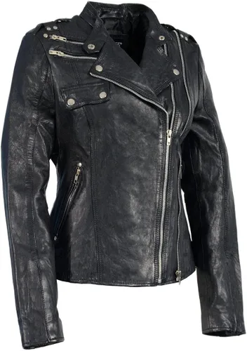 Vista 4 de Milwaukee Leather Chaqueta de moto asimétrica con doble cremallera para mujer