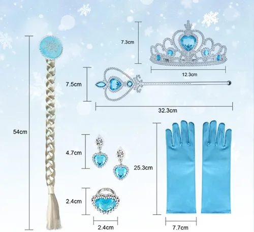 Vista 4 de Foierp Vestido de princesa para niñas, disfraz de princesa de nieve para niños, cosplay, concurso de cumpleaños, ropa de vestir elegante para niñas