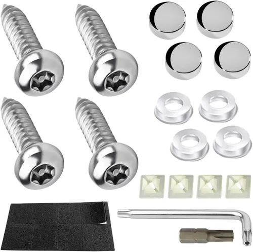 Vista 17 de YALOK Tornillos antirrobo para matrícula, kit de montaje M6, juego negro de At-negro