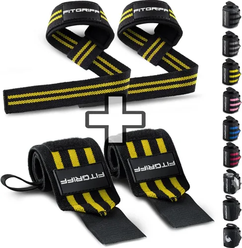 Vista 8 de Fitgriff® Correas de Levantamiento y Muñequeras (Paquete) Soporte Superior para Levantamiento de Pesas y Entrenamientos de Gimnasio - para Hombres
