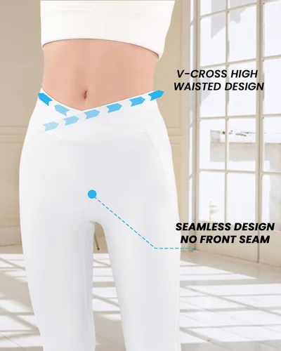 Vista 4 de BOOPH Leggings acampanados para niñas con bolsillos, cintura cruzada, cintura alta, pantalones de yoga acampanados, pantalones deportivos