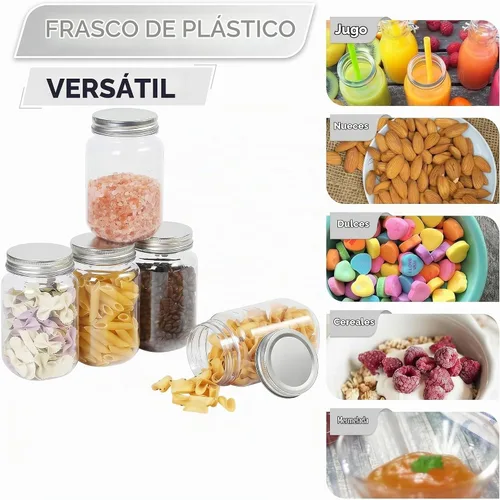 Vista 5 de Novelinks - Tarros de plástico de 16 onzas y recipientes de plástico Plateado (sliver)