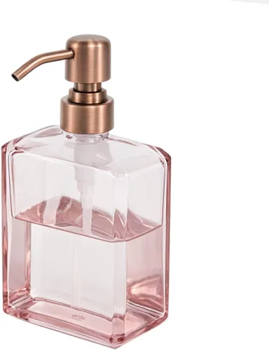 Vista 9 de Dispensador de jabón de vidrio ámbar rectangular, bomba negra, 13.5 Botella ámbar con bomba negra