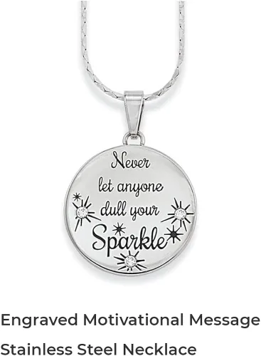 Vista 3 de SAGEFINDS Colgante de cristal brillante Regalo inspirador para mujeres y niñas Mensaje motivacional grabado Collar de acero inoxidable