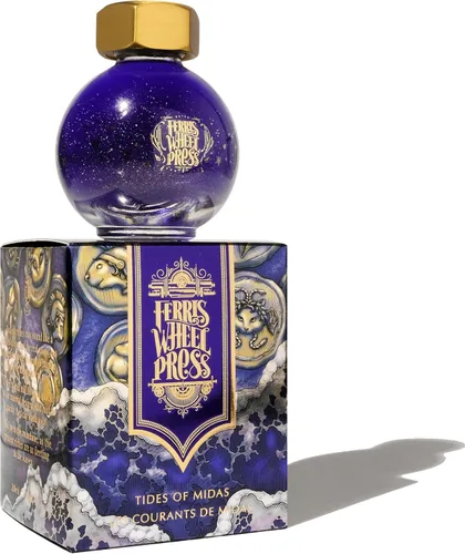 Vista 16 de Ferris Wheel Press Tinta, Ferritales Edición Limitada, La Sinfonía Crepúsculo, Índigo con Brillo Azul, Botella de Tinta para Pluma Estilográfica