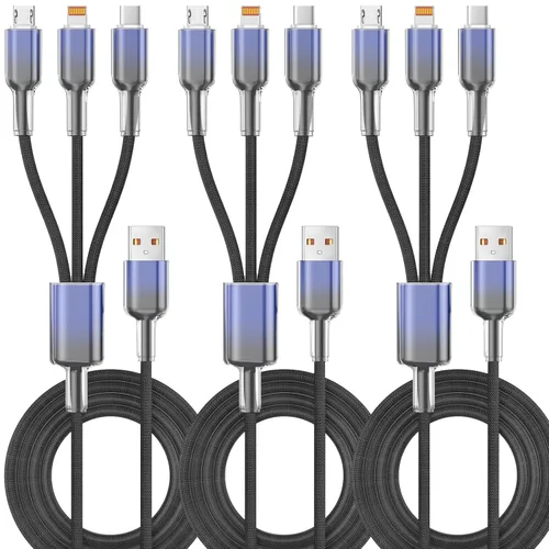 Vista 27 de Cable de carga 4 en 1 de 240 W máximo, cable USB C de carga rápida con chip E-Mark, cable USB A/C a C/Lightning, cable de carga múltiple para iPhone