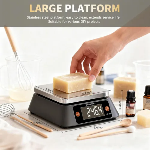 Vista 3 de KF-H8U - Báscula de cocina digital de gramos y onzas, báscula de alimentos para panaderos, fabricación de velas y jabón, báscula para hornear