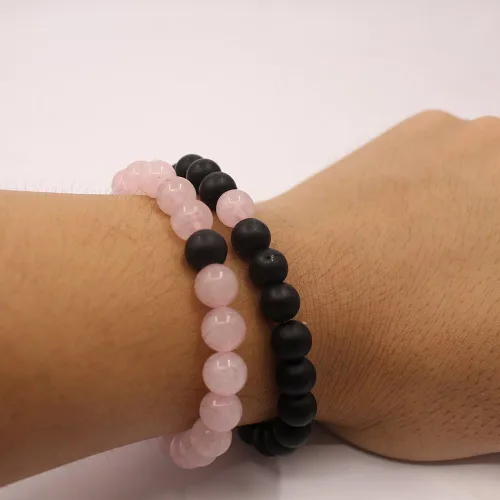 Vista 6 de KSQS - Pulseras para pareja de larga distancia (con cuentas de 516 de pulgada) para Navidad, cumpleaños, San Valentín