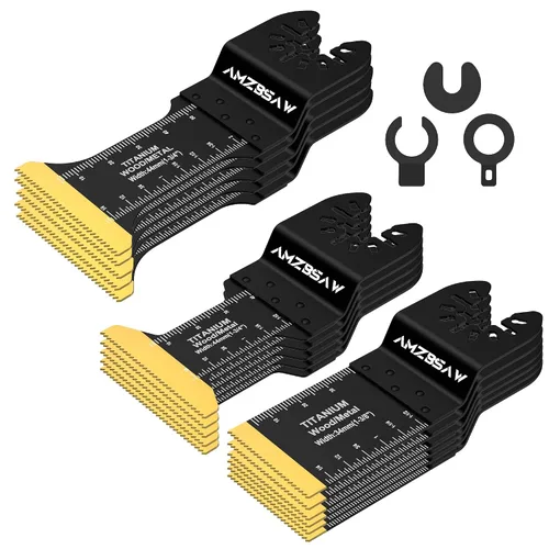 Vista 10 de AMZBSAW 100 piezas de cuchillas oscilantes de titanio para multiherramienta de corte de metal, kits de cuchillas multiherramienta para metal