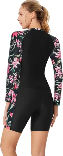 Vista 6 de JACK SMITH Traje de baño de 3 piezas de manga larga con cremallera frontal, tankini UPF 50 para mujer