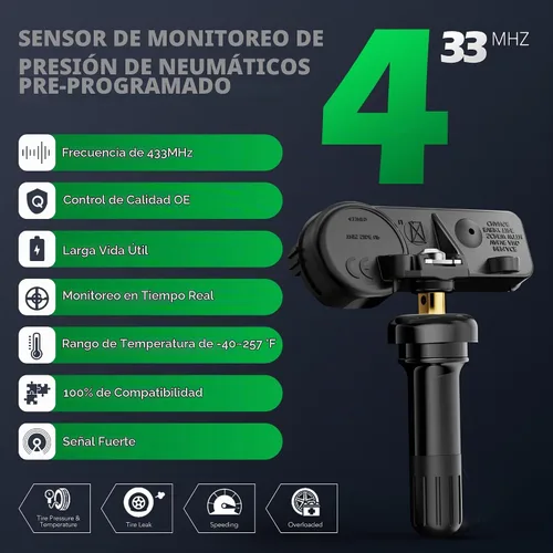 Vista 3 de CDWTPS TPMS Sensor Dodge, paquete de 4 sensores de sistema de monitoreo de presión de neumáticos de 433 MHz, compatible con Dodge Jeep Ram