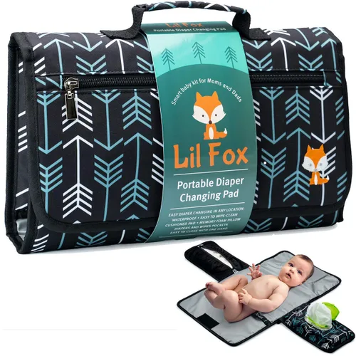 Vista 10 de Lil Fox Cambiador de pañales portátil - Cambiador de pañales de una mano para bolso de pañales o mesa de cambio. Regalos unisex para baby shower