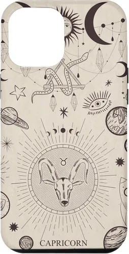 Vista 26 de Estuche estético para iPhone 12/12 Pro astrológico celestial con signo del zodiaco Capricornio