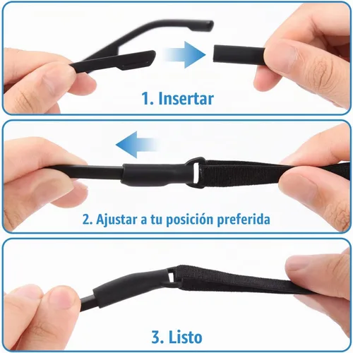 Vista 2 de Enenfly Correas ajustables para gafas, paquete de 3 retenedores de gafas sin cola para hombres, mujeres, niños, se adapta a anteojos y lentes de sol