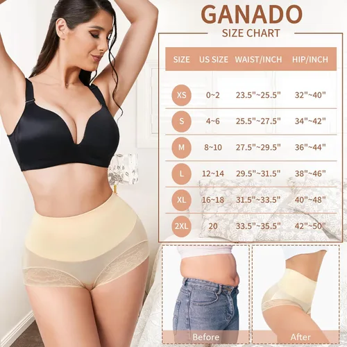 Vista 6 de Ropa interior moldeadora con control de abdomen para mujer, ropa interior moldeadora de cintura media, bragas de encaje