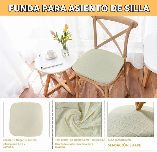 Vista 7 de Gute Fundas de asiento para silla, fundas de asiento para sillas de comedor con lazos, fundas elásticas de jacquard para sillas de comedor y cocina