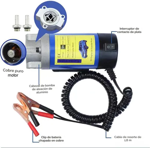 Vista 2 de AIGMISON - Bomba de aceite de motor de 12 V 100 W, bomba extractora de cambio de aceite eléctrica, bomba de transferencia de fluido eléctrica