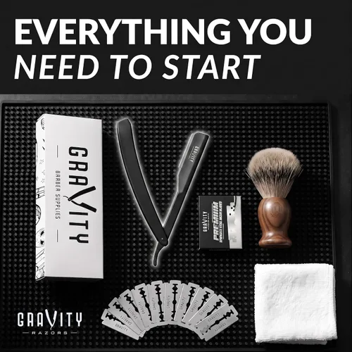 Vista 7 de Kit de afeitado manual GRAVITY RAZORS Profesional – Exposición Ultra, Incluye 10 Hojas Premium, 2mm Expuestas, Negro Mate Professional