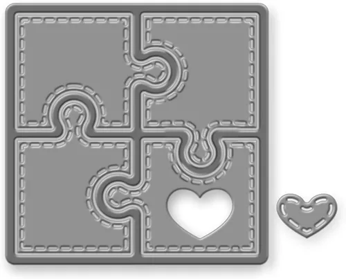 Vista 6 de Rompecabezas de metal troquelados con forma de corazón, plantillas de marco de rompecabezas cuadradas, manualidades, tarjetas, troqueles de corte