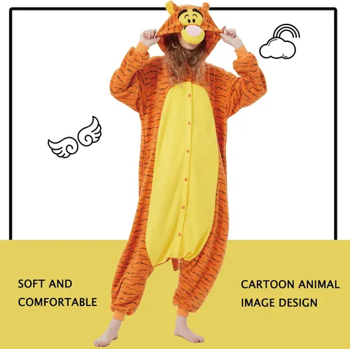 Vista 5 de SWEETXIN Pijama unisex para adultos y niños, para Halloween, Navidad, ropa de dormir, traje de cosplay para mujeres y hombres