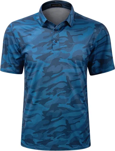 Vista 40 de TAPULCO Camisetas tipo polo de secado rápido para hombre, diseño de camuflaje, atléticas, ligeras, transpirables, casuales, para golf