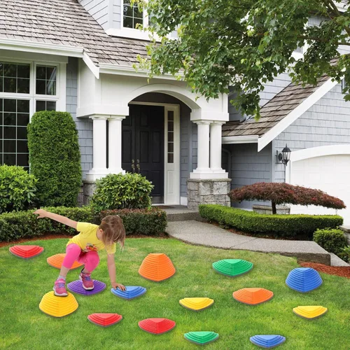 Vista 6 de Fanboxk 15 piedras de salto de equilibrio para niños, juego en interiores o exteriores, carrera de obstáculos para niños pequeños, que promueve