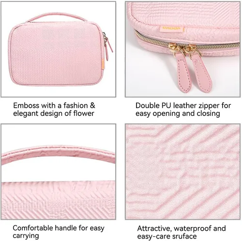 Vista 4 de Voova Estuche organizador de joyas de viaje, bolsa grande de almacenamiento de joyas para mujeres y niñas, bolsa portátil para collares, anillos