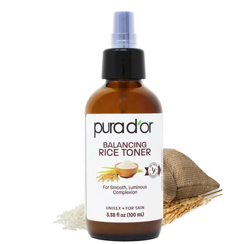 Vista 6 de PURA D'OR Tónico facial de agua de arroz de 3.3 onzas, fórmula hidratante, equilibrante y calmante con extractos naturales, soporte de textura