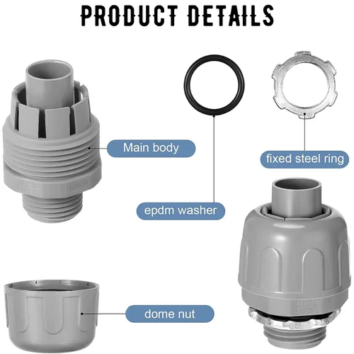 Vista 3 de Maitys Conector hermético de líquido de 1/2 pulgada, accesorios de conducto eléctrico de PVC, conector de conducto flexible recto de 180 grados