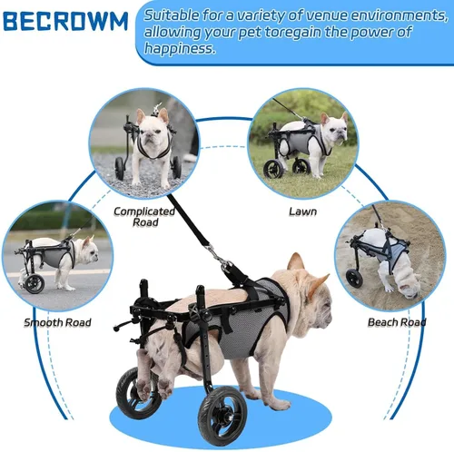 Vista 6 de Silla de ruedas para perros para patas traseras, carrito de ruedas ligero para perros con patas traseras para discapacitados, ajustable