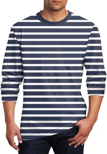 Vista 4 de Camisas casuales para hombre, de manga larga, cuello redondo, elásticas, suaves, casuales, S-4XL