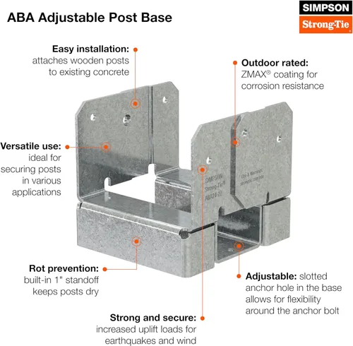 Vista 7 de Simpson Strong Tie Z-Max, base de poste ajustable, 4 por 4, ABA44Z