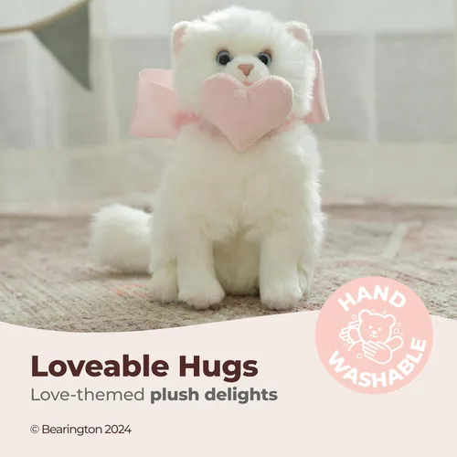 Vista 3 de Peluche de Gato de la Colección Bearington - Peluche de Gato Realista y Felpa Blanca para Niñas - Linda Gatita de 25 cm