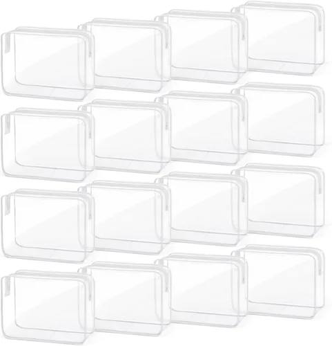 Vista 14 de TISRATOK 16 bolsas de maquillaje transparentes, bolsa de aseo de artículos esenciales de viaje, organizador de cosméticos de PVC transparente, bolsa