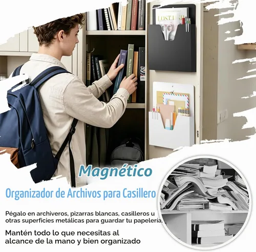 Vista 7 de MFTEK Soporte magnético para archivos con 6 bolsillos, organizador de archivos colgantes, suministros de oficina para gabinetes, pizarra blanca
