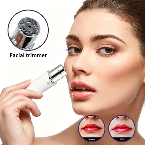 Vista 3 de 2-in-1 Women’s Facial Hair Trimmer, Lipstick Size Portable Electric Razor, for Eyebrows, Nose Hair, Upper Lip, Chin, Peach Fuzz