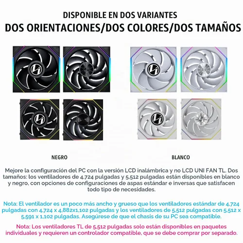 Vista 2 de Lian Li UNI Fan TL Ventilador inalámbrico 140 ARGB PWM, negro (14TL1W1B)