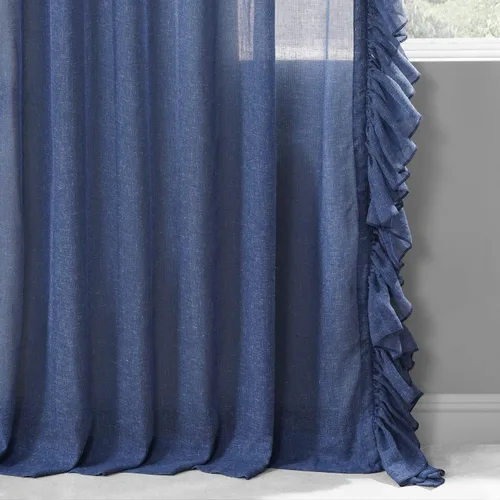 Vista 4 de HPD Half Price Drapes Cortinas traslúcidas con volantes para dormitorio y sala de estar, 50 x 84 pulgadas, lino (1 panel), cortinas con dobladillo