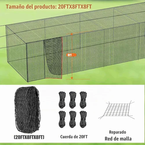 Vista 2 de RIIFRILY Baseball Batting Cage Nets, #30/#45 NET ONLY, 20'L/ 35'L/55'L/70'L