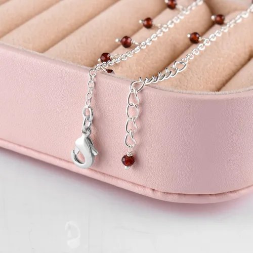 Vista 3 de Yanara Tobilleras de piedras preciosas para mujer, piedra natal natural, chapada en plata, joyería hecha a mano en 8.5 + 1.5 pulgadas, cristales
