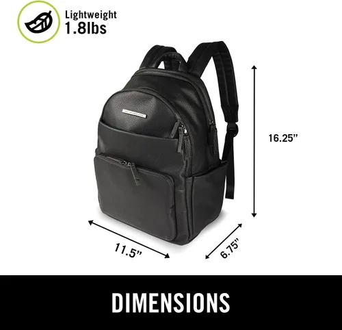 Vista 4 de Kenneth Cole REACTION Marley Mochila Tote de Cuero Vegano Pebble y Taupe, Negro