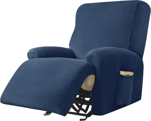 Vista 21 de CONRUSER Fundas para sillas reclinables, fundas elásticas de terciopelo de 4 piezas, funda para sofá individual, protector suave de muebles