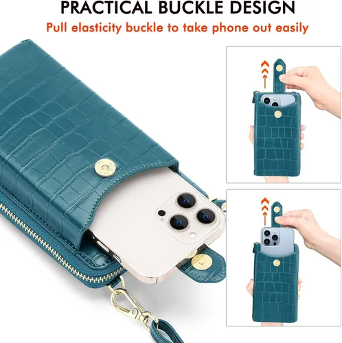 Vista 7 de Peacocktion - Bolso pequeño para teléfono celular, para mujeres, minibolso de hombro ligero para cruzarse por el cuello, con ranuras para tarjetas