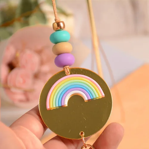 Vista 4 de Teacher Rainbow Lanyard Silicone Acrylic Breakaway Lanyard Charm ID Badge Holder Back to School Lanyard