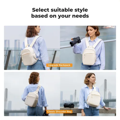 Vista 8 de K&F CONCEPT Mochila para cámara, bolsa ligera para fotógrafos, bolsa de fotografía portátil compatible con Canon/Nikon/Sony, color beige