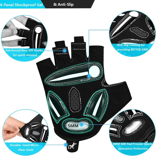 Vista 3 de BIKINGMOREOK Guantes de ciclismo para hombres y mujeres, guantes de bicicleta transpirables, almohadillas de gel de 0.197in, guantes de bicicleta