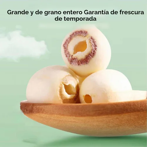 Vista 2 de Semillas secas de loto blanco sin núcleo de 8.8 onzas, para cocinar postres