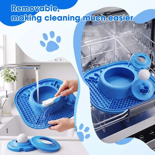Vista 9 de VIOWEY Cuenco de alimentación lenta 3 en 1 para perros, comedero Azul
